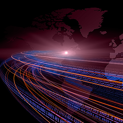 Data stream around the world.