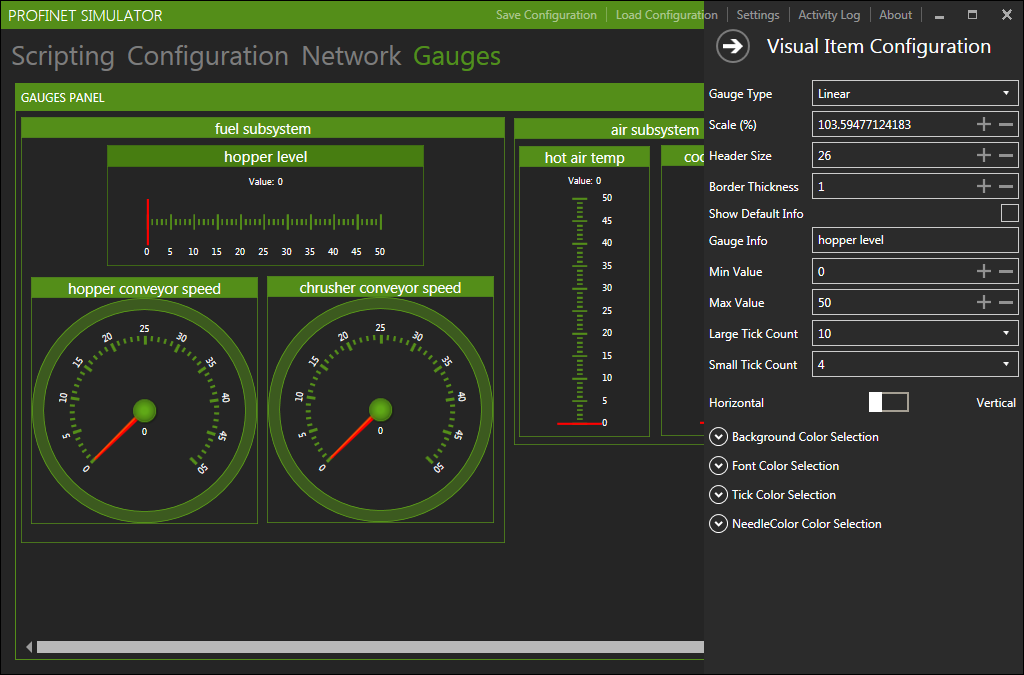 screen shot of PROFINET simulator for SIMPLE PN devices. 