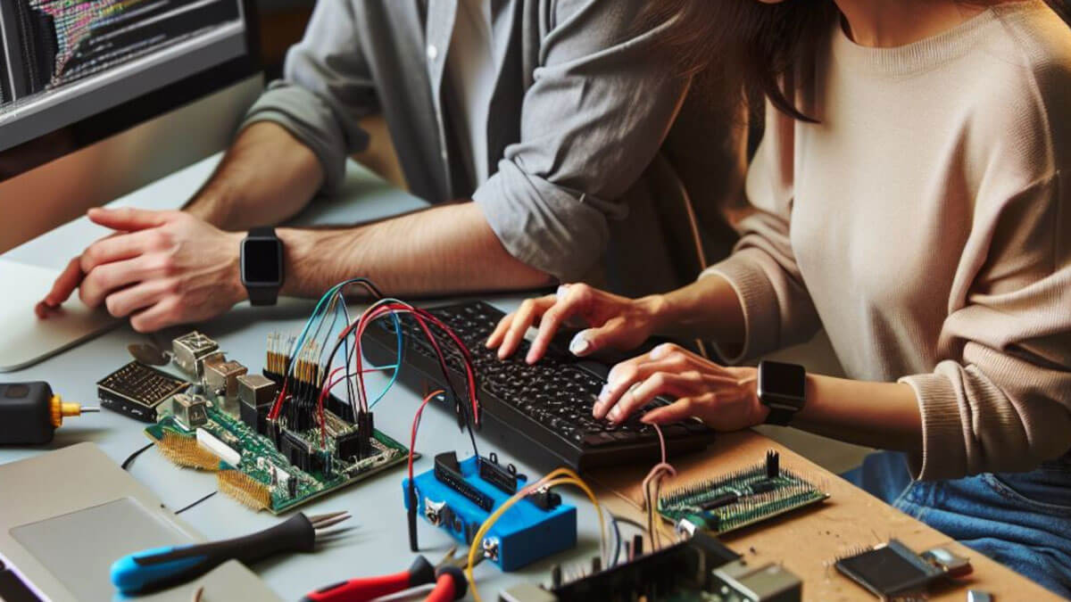 two people using coding keyboard technology