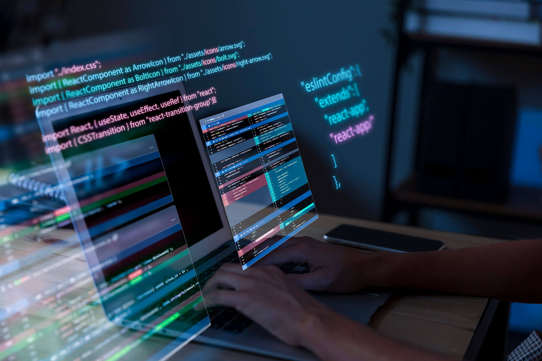 person working with code on a computer